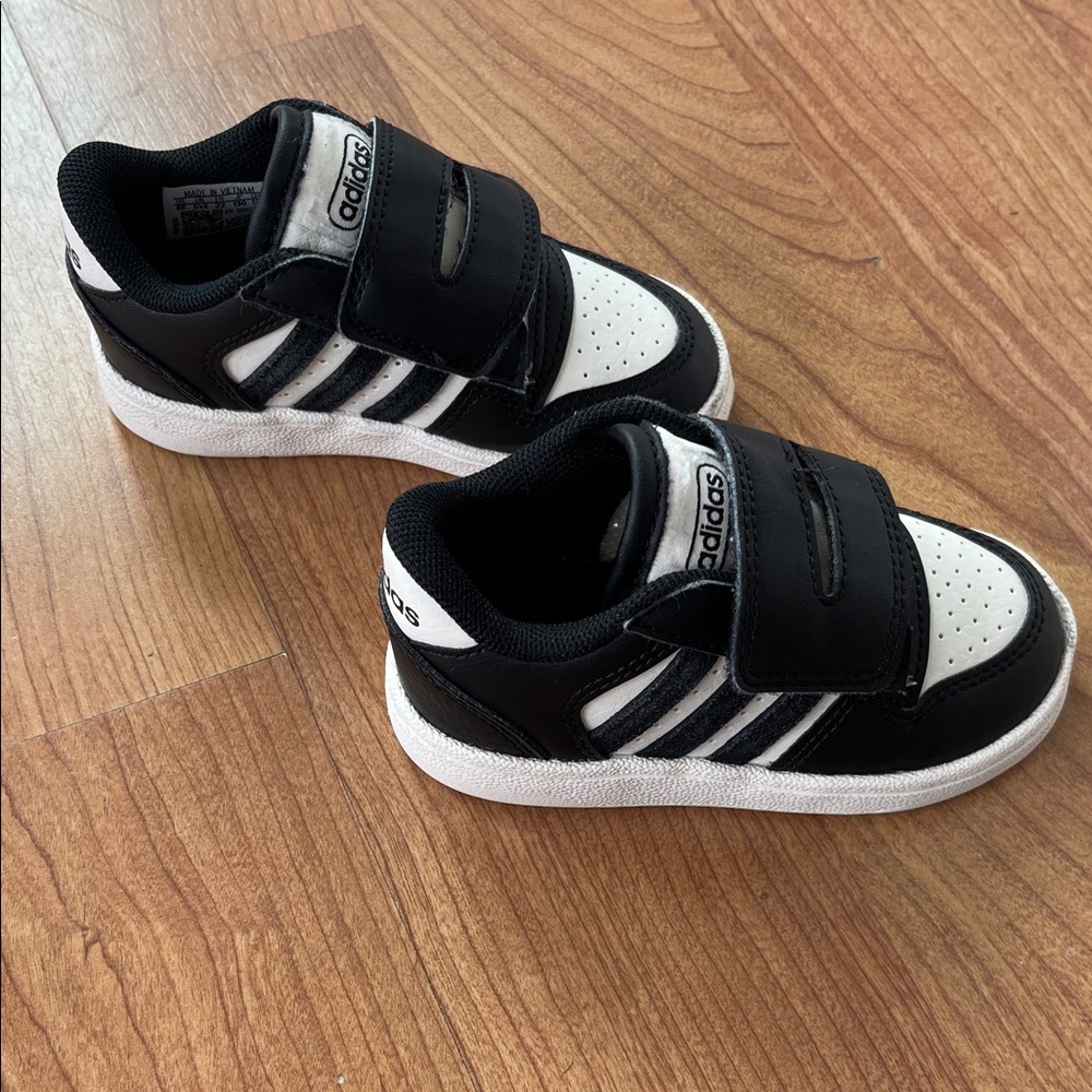 adidas Kids Black and White Velcro Athletic Sneakers